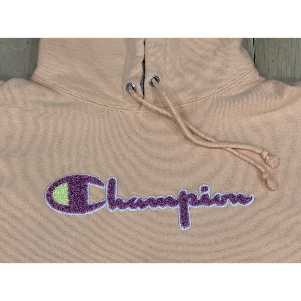 Champion Reverse Weave Peach Logo Hoodie Sweatshirt Womens Size Medium - Picture 2 of 8
